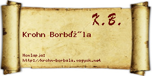 Krohn Borbála névjegykártya